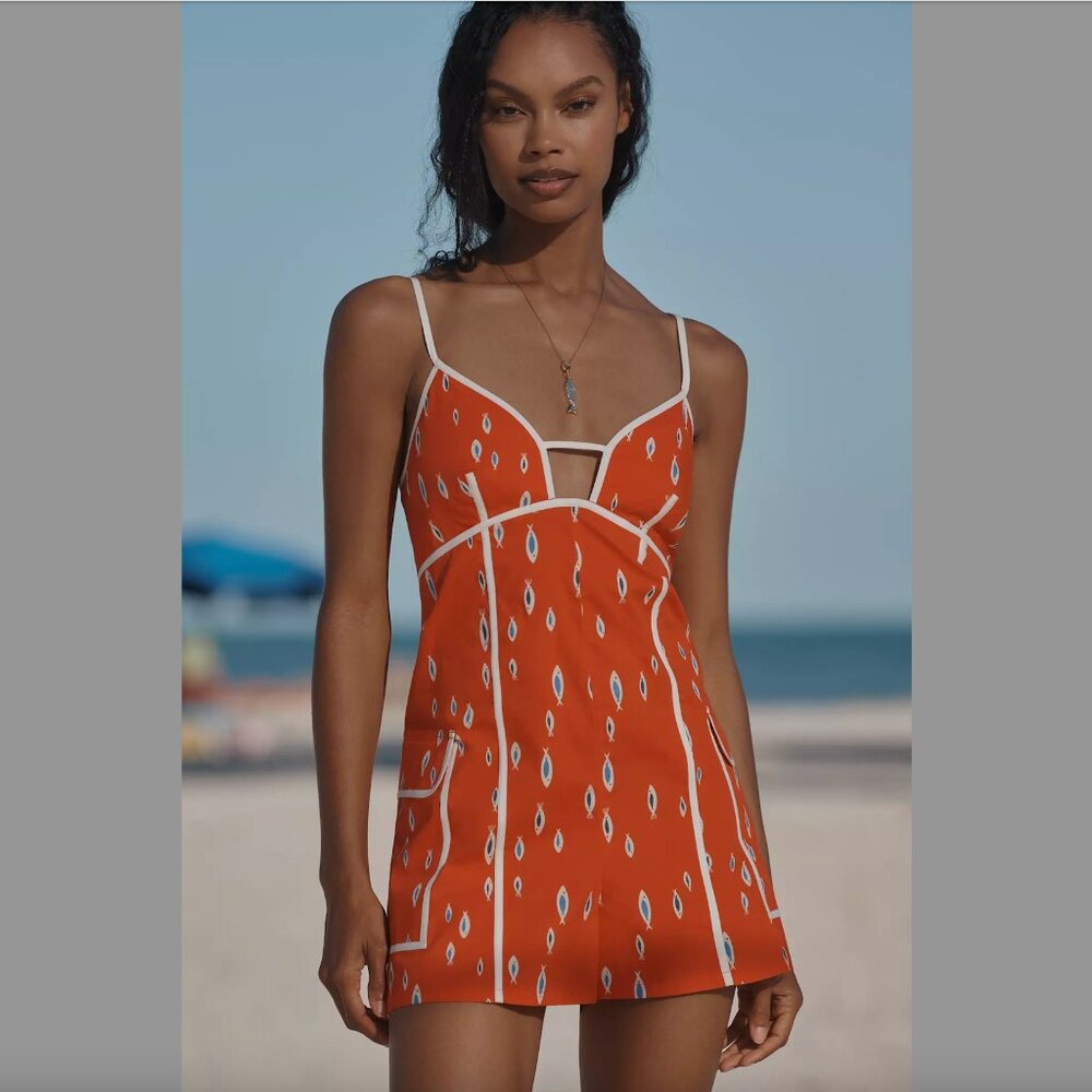 Anthropologie Red-Orange Romper, Size M